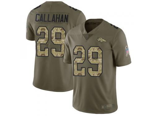 #29 Limited Bryce Callahan Olive Camo Football Men's Jersey Denver Broncos 2017 Salute to Service