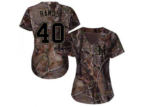 #40 Authentic Wilson Ramos Women's Camo Baseball Jersey - New York Mets Realtree Collection Flex Base