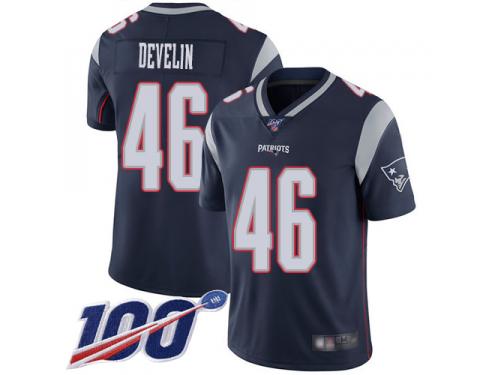 #46 Limited James Develin Navy Blue Football Home Men's Jersey New England Patriots Vapor Untouchable 100th Season