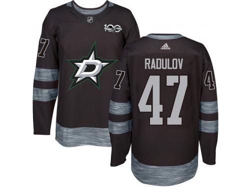#47 Authentic Alexander Radulov Black Adidas NHL Men's Jersey Dallas Stars 1917-2017 100th Anniversary