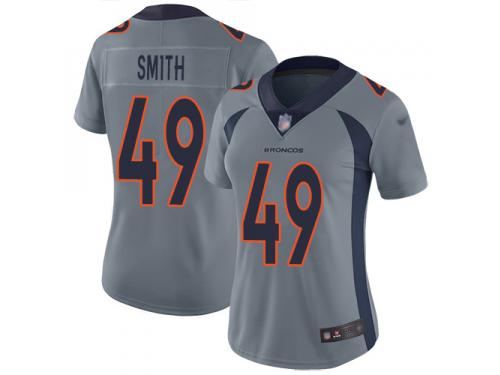 #49 Limited Dennis Smith Silver Football Women's Jersey Denver Broncos Inverted Legend