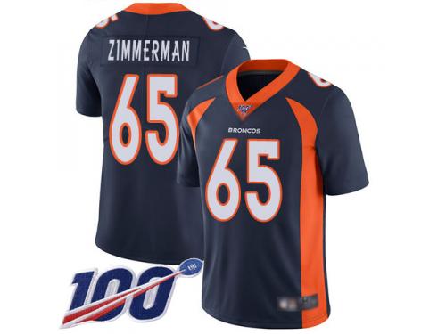 #65 Limited Gary Zimmerman Navy Blue Football Alternate Youth Jersey Denver Broncos Vapor Untouchable 100th Season