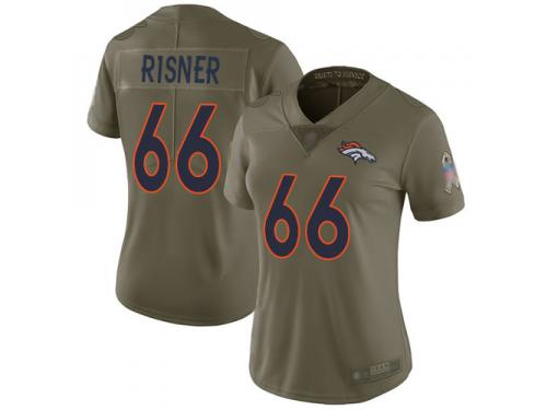 #66 Limited Dalton Risner Olive Football Women's Jersey Denver Broncos 2017 Salute to Service