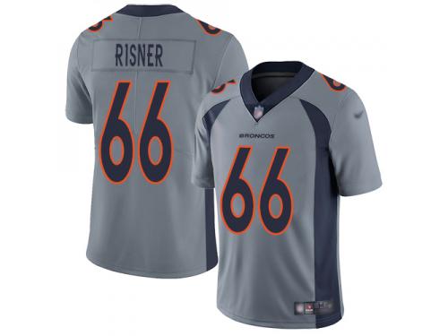 #66 Limited Dalton Risner Silver Football Youth Jersey Denver Broncos Inverted Legend