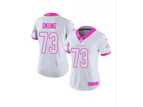 #73 Denver Broncos Russell Okung Limited Jersey Nike White Pink Rush Fashion NFL Women's