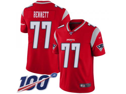 #77 Limited Michael Bennett Red Football Men's Jersey New England Patriots Inverted Legend 100th Season