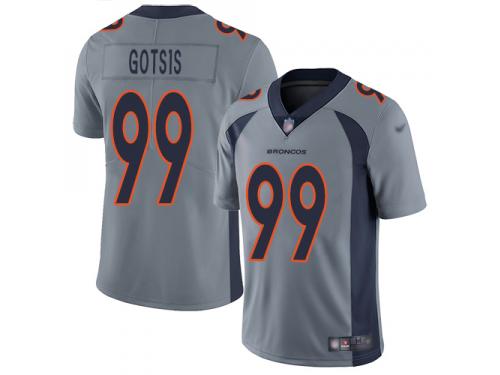#99 Limited Adam Gotsis Silver Football Men's Jersey Denver Broncos Inverted Legend