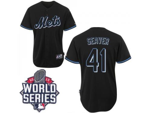 Black Tom Seaver Men #41 Majestic MLB New York Mets Fashion 2015 World Series Jersey