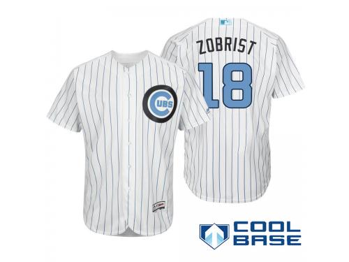 Chicago Cubs #18 Ben Zobrist Majestic White Fashion 2016 Father's Day Cool Base Jersey