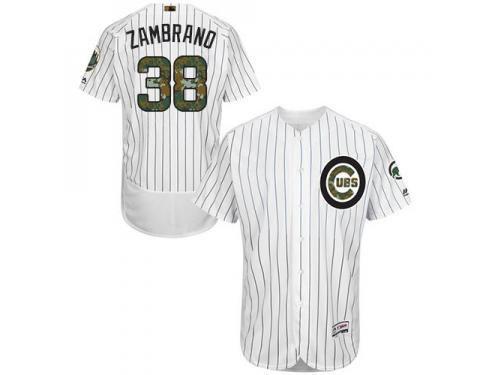 Cubs #38 Carlos Zambrano White (Blue Strip) Flexbase Authentic Collection 2016 Memorial Day Stitched Baseball Jersey