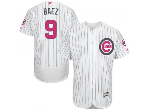 Cubs #9 Javier Baez White (Blue Strip) Flexbase Authentic Collection 2016 Mother Day Stitched Baseball Jersey