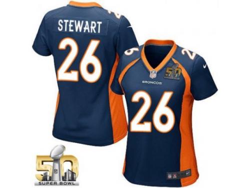 Game Darian Stewart WoMen Jersey - Denver Broncos #26 Alternate Navy Blue Super Bowl 50 Bound Nike NFL