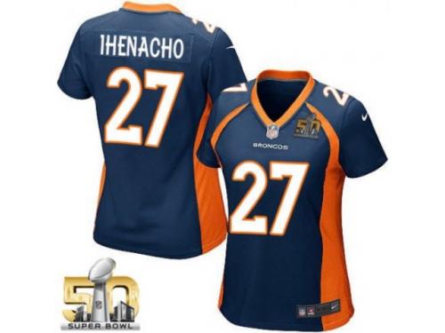 Game Duke Ihenacho WoMen Jersey - Denver Broncos #27 Alternate Navy Blue Super Bowl 50 Bound Nike NFL