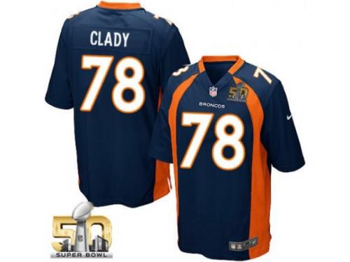 Game Ryan Clady Men Jersey - Denver Broncos #78 Alternate Navy Blue Super Bowl 50 Bound Nike NFL