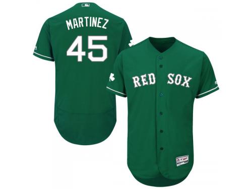 Green Celtic Pedro Martinez Men #45 Majestic MLB Boston Red Sox Flexbase Collection Jersey