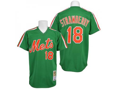 Green Throwback Darryl Strawberry Men #18 Mitchell And Ness MLB New York Mets Jersey