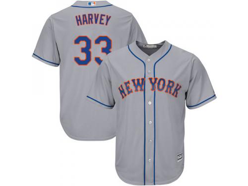 Grey  Matt Harvey Men's Jersey #33 Cool Base MLB New York Mets Majestic Road