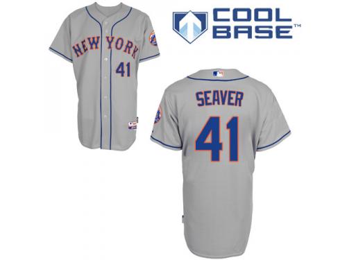 Grey Tom Seaver Men #41 Majestic MLB New York Mets Cool Base Road Jersey