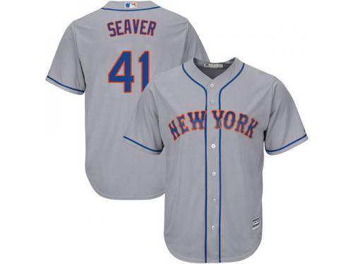 Grey  Tom Seaver Men's Jersey #41 Cool Base MLB New York Mets Majestic Road