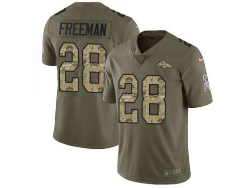 Limited Men's Royce Freeman Olive Camo Jersey NFL Nike Denver Broncos #28 2017 Salute to Service