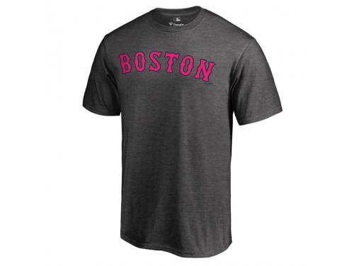 Men 2017 Mother's Day Boston Red Sox Pink Wordmark Heather Gray T-Shirt