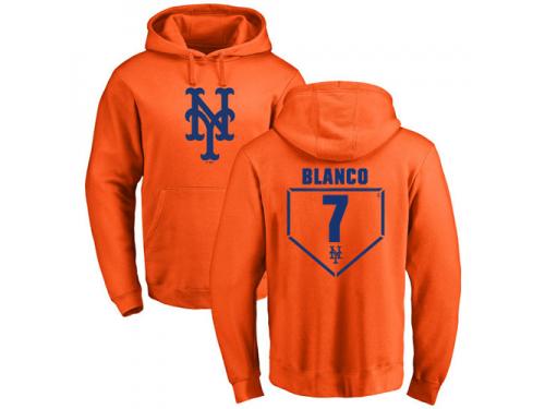 Men #7 Gregor Blanco Orange Baseball - RBI New York Mets Pullover Hoodie
