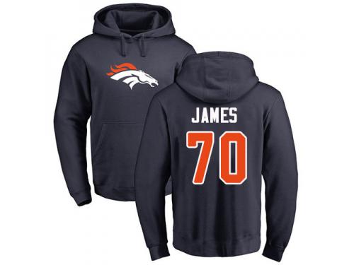 Men #70 Ja'Wuan James Navy Blue Football Name & Number Logo Denver Broncos Pullover Hoodie