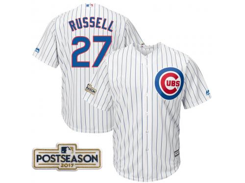 Men Addison Russell #27 Chicago Cubs 2017 Postseason White Cool Base Jersey