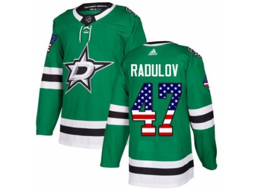Men Adidas Dallas Stars #47 Alexander Radulov Green USA Flag Fashion NHL Jersey