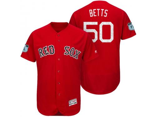Men Boston Red Sox Mookie Betts #50 Red 2017 Spring Training Grapefruit League Patch Authentic Collection Flex Base Jersey