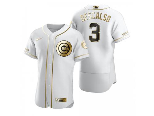 Men Chicago Cubs Daniel Descalso Nike White Golden Edition Jersey