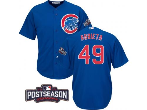 Men Chicago Cubs Jake Arrieta #49 NL Central Division Champions Royal 2016 Postseason Patch Cool Base Jersey