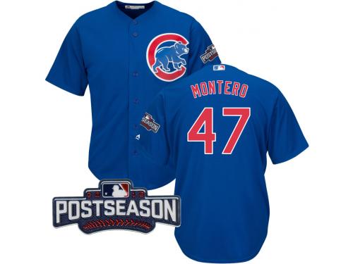 Men Chicago Cubs Miguel Montero #47 Royal 2016 Postseason Patch Cool Base Jersey