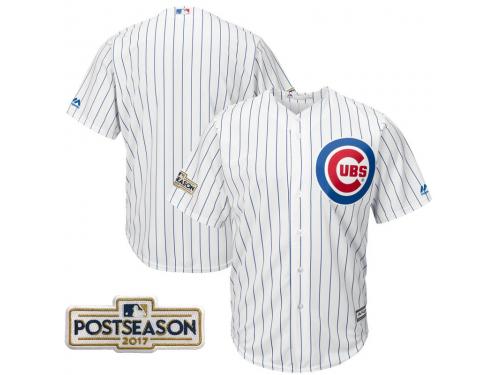 Men Chicago Cubs White 2017 Postseason Patch Cool Base Team Jersey