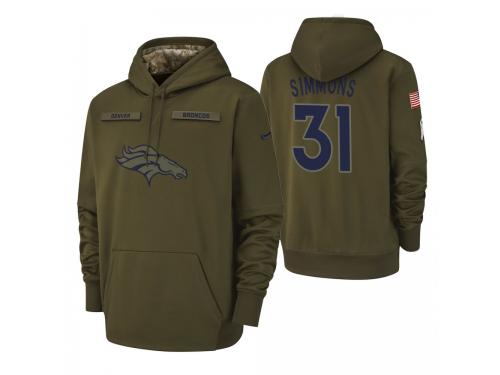 Men Denver Broncos #31 Justin Simmons Olive 2018 Salute to Service Pullover Hoodie