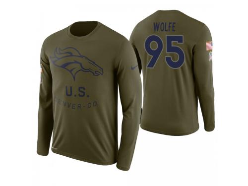 Men Denver Broncos #95 Derek Wolfe 2018 Salute to Service Long Sleeve Olive T-Shirt