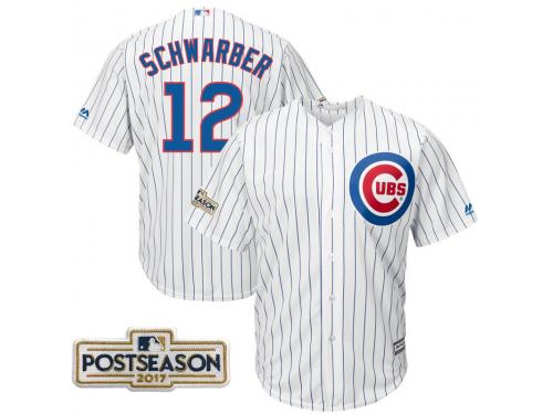 Men Kyle Schwarber #12 Chicago Cubs 2017 Postseason White Cool Base Jersey