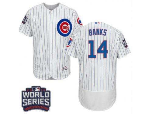 Men Majestic Chicago Cubs #14 Ernie Banks White 2016 World Series Bound Flexbase Authentic Collection MLB Jersey
