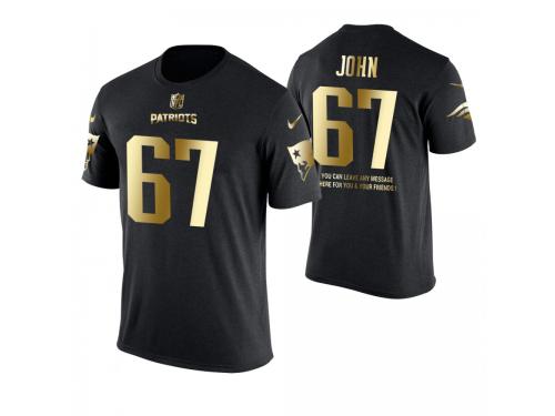 Men New England Patriots Ulrick John #67 Metall Dark Golden Special Limited Edition With Message T-Shirt