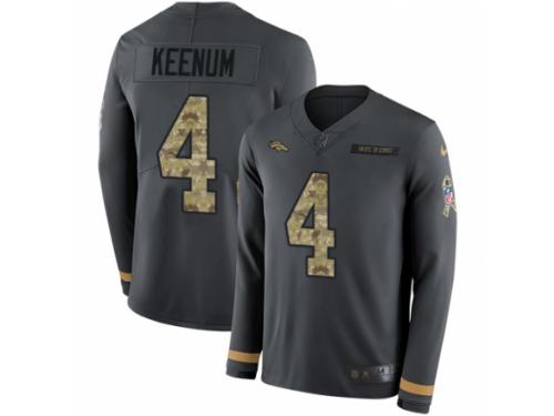 Men Nike Denver Broncos #4 Case Keenum Limited Black Salute to Service Therma Long Sleeve NFL Jersey