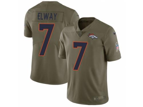 Men Nike Denver Broncos #7 John Elway Limited Olive 2017 Salute to Service NFL Jersey