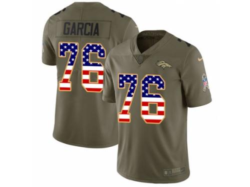 Men Nike Denver Broncos #76 Max Garcia Limited Olive/USA Flag 2017 Salute to Service NFL Jersey