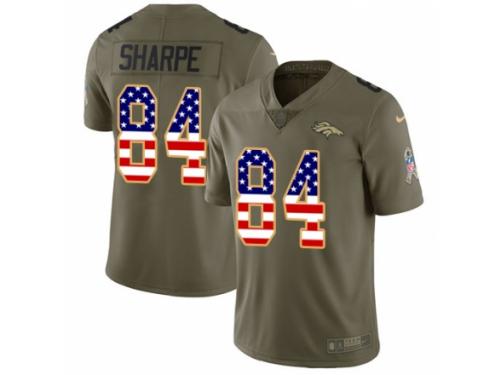 Men Nike Denver Broncos #84 Shannon Sharpe Limited Olive/USA Flag 2017 Salute to Service NFL Jersey