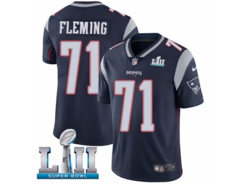Men Nike New England Patriots #71 Cameron Fleming Navy Blue Team Color Vapor Untouchable Limited Player Super Bowl LII NFL Jersey