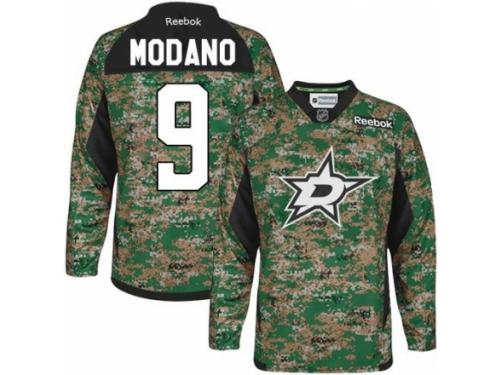 Men Reebok Dallas Stars #9 Mike Modano Camo Veterans Day Practice NHL Jersey