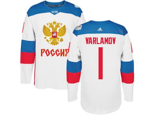 Men Team Russia #1 Semyon Varlamov 2016 World Cup of Hockey White Adidas Jerseys