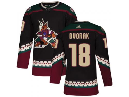 Men's Adidas Christian Dvorak Authentic Black Alternate NHL Jersey Arizona Coyotes #18