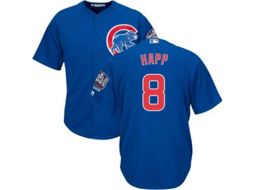 Men's Chicago Cubs #8 Ian Happ Majestic Alternate Royal 2016 World Series Champions Cool Base Jersey