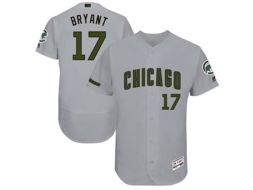 Men's Chicago Cubs Kris Bryant Majestic Gray 2017 Memorial Day Authentic Collection Flex Base Player Jersey