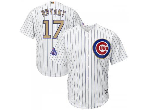 Men's Chicago Cubs Kris Bryant Majestic White 2017 Gold Program Cool Base Player Jersey